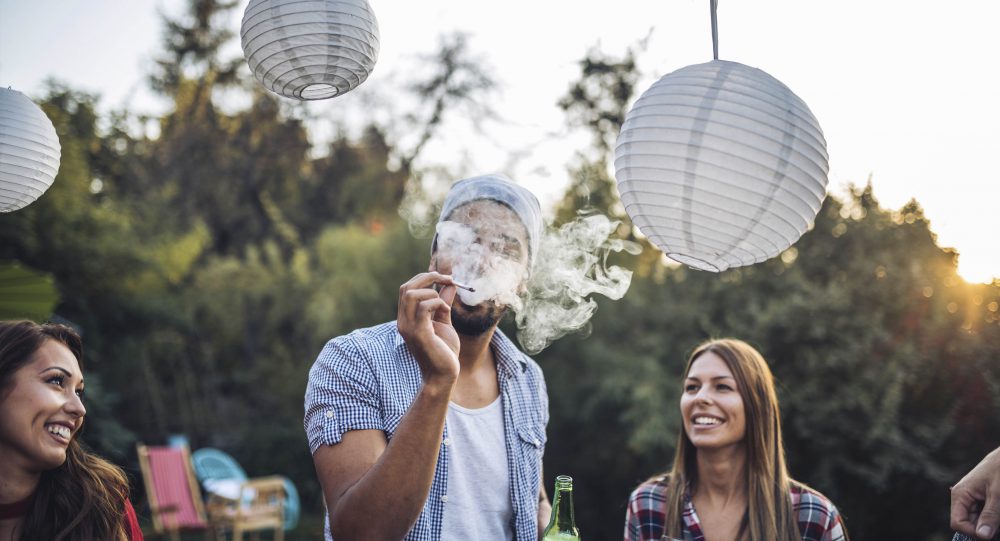 cannabis party living room